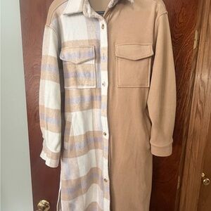 Elegant Tan and Cream Trench Coat